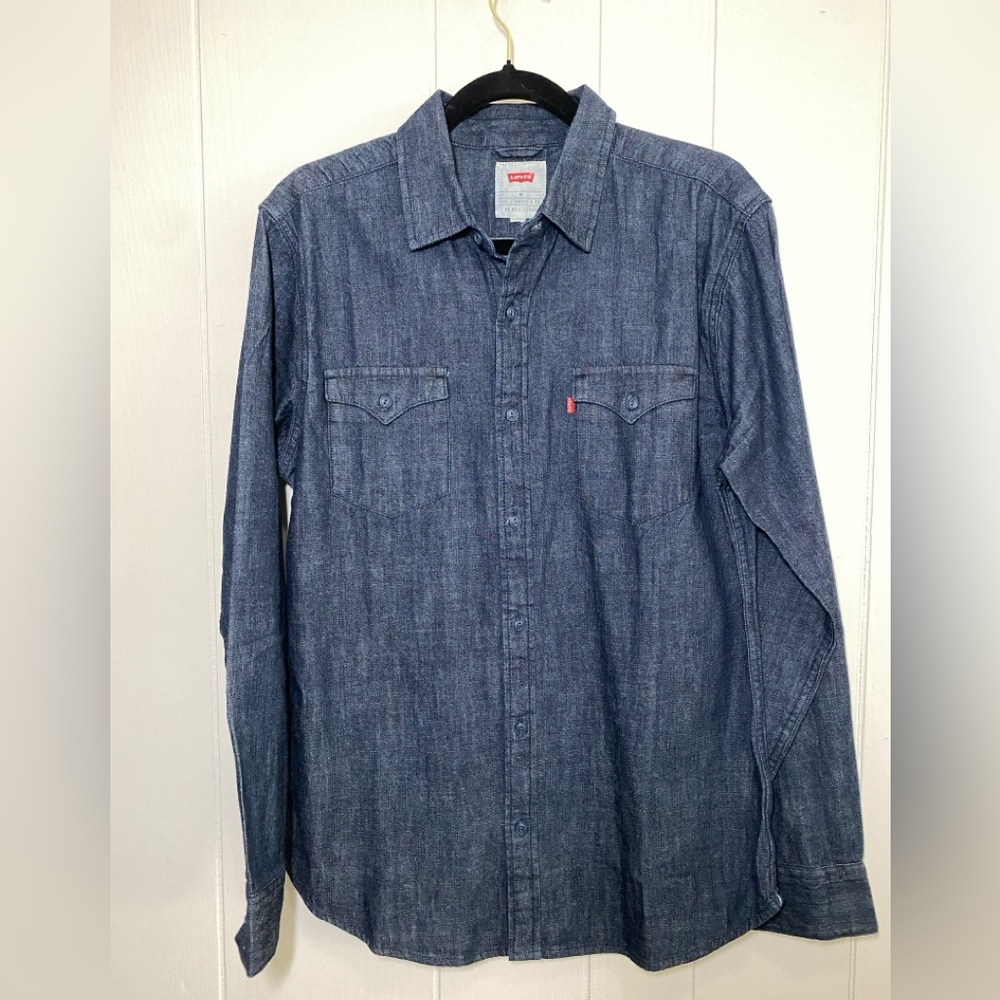 Levi's Men's Matthew New Western Denim Shirt Dark Blue Medium